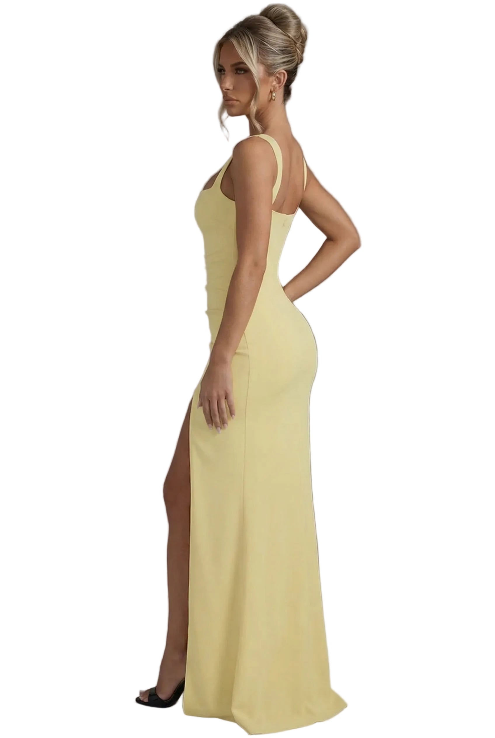 Women's Bodycon Slip Maxi Dress with Open Back and Side Slit – By Loriani