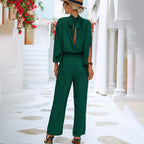Women' Summer Jumpsuit with High Neck and Slit Sleeves 5