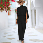 Women' Summer Jumpsuit with High Neck and Slit Sleeves 6