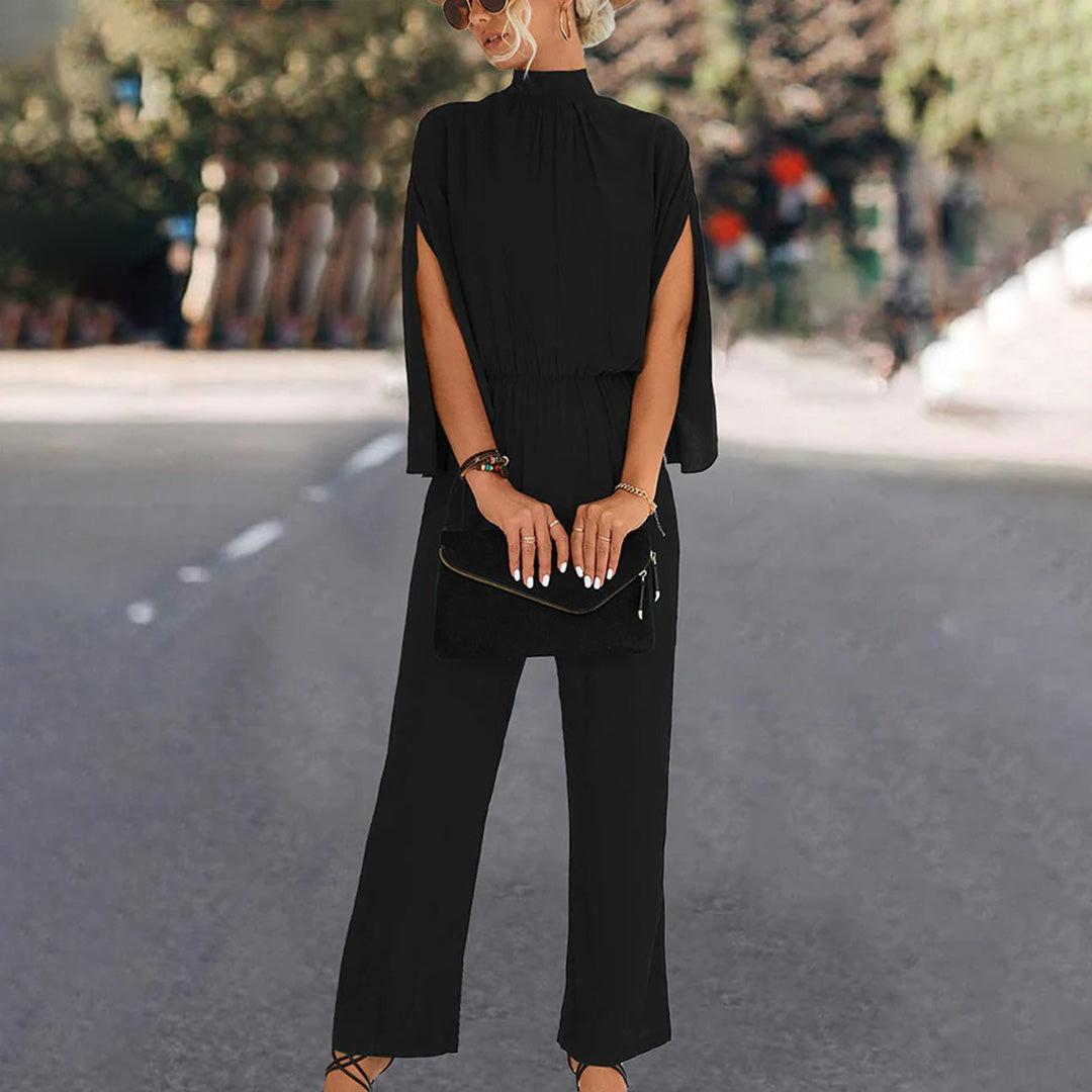 Women' Summer Jumpsuit with High Neck and Slit Sleeves 7