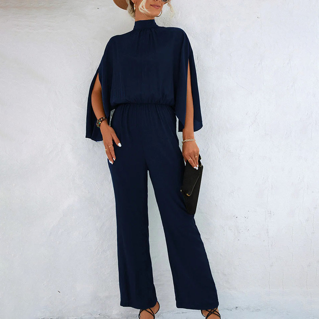 Women' Summer Jumpsuit with High Neck and Slit Sleeves 8