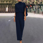 Women' Summer Jumpsuit with High Neck and Slit Sleeves 9