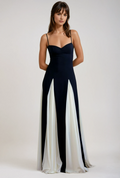 Women's A-Line Maxi Dress with Georgette Panels and Sculpted Bodice 1
