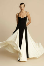 Women's A-Line Maxi Dress with Georgette Panels and Sculpted Bodice 3