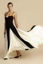 Women's A-Line Maxi Dress with Georgette Panels and Sculpted Bodice 4