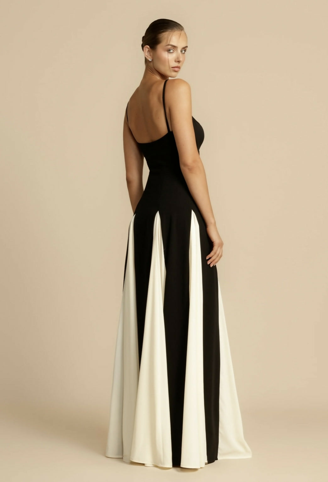 Women's A-Line Maxi Dress with Georgette Panels and Sculpted Bodice 6