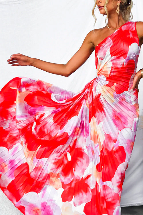 Women's A-Line Pleated Maxi Dress with Sleeveless Bodice 4