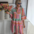 Women's A-Line Ruffle Midi Dress with Short Sleeves 1