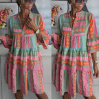Women's A-Line Ruffle Midi Dress with Short Sleeves 5