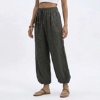Women's Ankle Length Wide Leg Trousers with Drawstring Waist 14