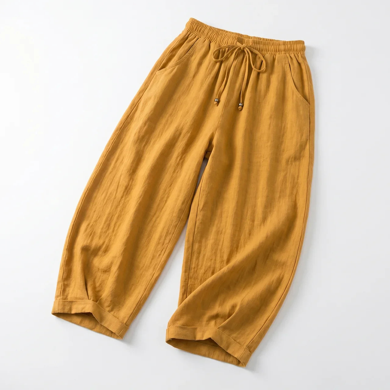 Women's Ankle Length Wide Leg Trousers with Drawstring Waist 15