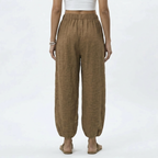 Women's Ankle Length Wide Leg Trousers with Drawstring Waist 7