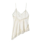 Women's Asymmetric Silk Camisole with Lace Trim Detail 10