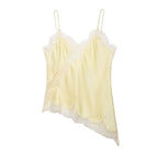 Women's Asymmetric Silk Camisole with Lace Trim Detail 11
