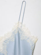 Women's Asymmetric Silk Camisole with Lace Trim Detail 12