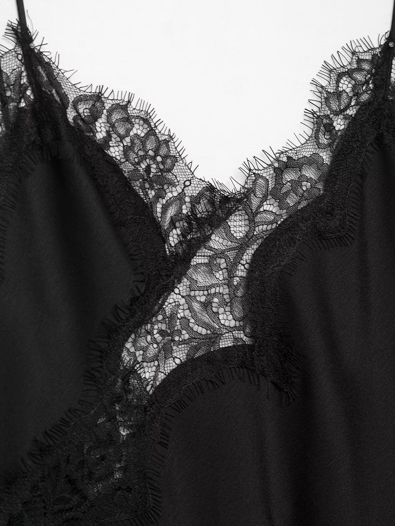 Women's Asymmetric Silk Camisole with Lace Trim Detail 14