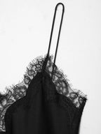 Women's Asymmetric Silk Camisole with Lace Trim Detail 15