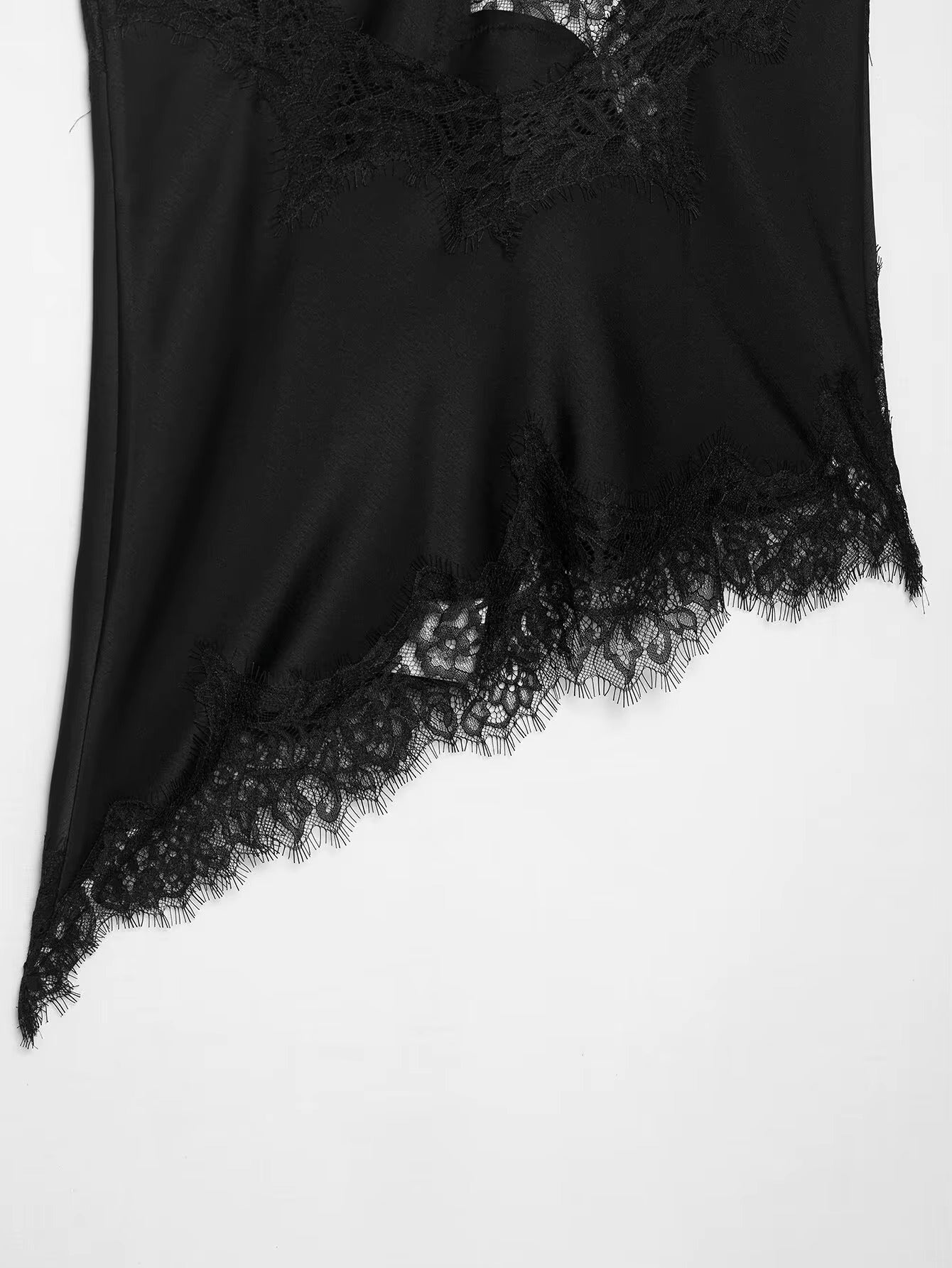 Women's Asymmetric Silk Camisole with Lace Trim Detail 17