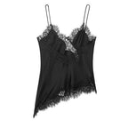 Women's Asymmetric Silk Camisole with Lace Trim Detail 2