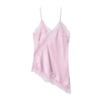 Women's Asymmetric Silk Camisole with Lace Trim Detail 7