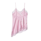 Women's Asymmetric Silk Camisole with Lace Trim Detail 8