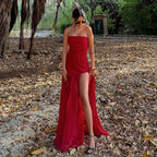 Women's Asymmetrical Layered Maxi Dress with Tiered Hem 11