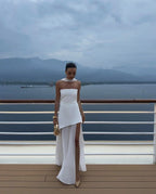 Women's Asymmetrical Layered Maxi Dress with Tiered Hem 2