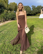 Women's Asymmetrical Layered Maxi Dress with Tiered Hem 8