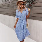 Women's Belted Midi Dress with Floral Print 1