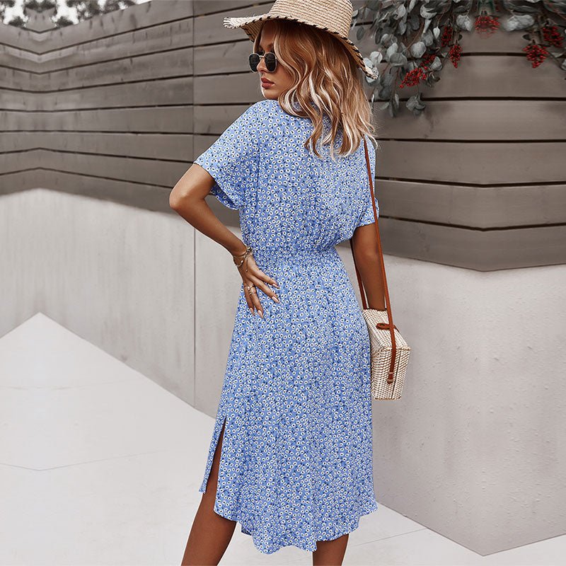 Women's Belted Midi Dress with Floral Print 2