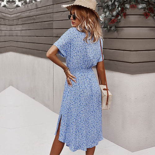 Women's Belted Midi Dress with Floral Print 2