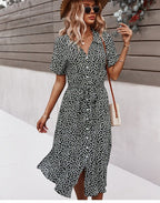Women's Belted Midi Dress with Floral Print 3