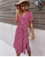 Women's Belted Midi Dress with Floral Print 5