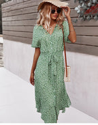 Women's Belted Midi Dress with Floral Print 7