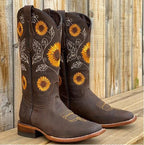 Women's Bohemian Ankle Boots with Sunflower Embroidery 2