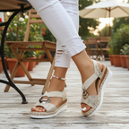 Women's Buckle Wedge Sandals with Cross Straps 2