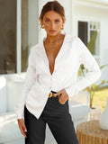Women's Button-Front Blouse with Relaxed Fit and Collar 1