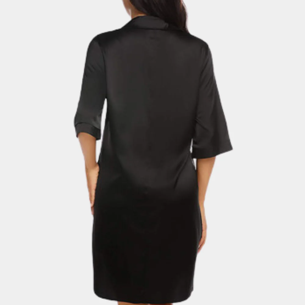 Women's Button-Front Oversized Sleepwear Dress with Satin Finish 2