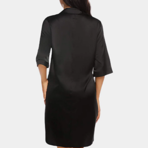 Women's Button-Front Oversized Sleepwear Dress with Satin Finish 2