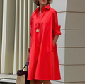 Women's Button-Front Shirt Dress with Belt 1