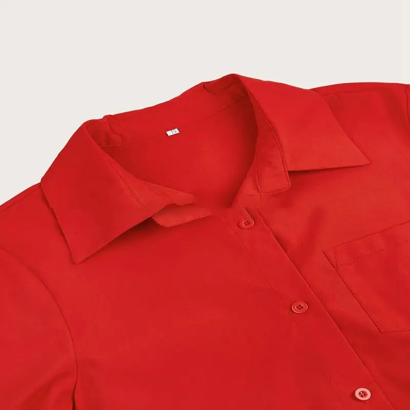 Women's Button-Front Shirt Dress with Belt 5