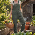 Women's Canvas Bib Overalls with Adjustable Straps and Multiple Pockets 10