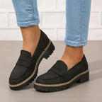 Women's Chunky Sole Penny Loafers Slip-On Shoes 1