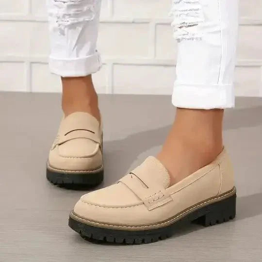 Women's Chunky Sole Penny Loafers Slip-On Shoes 2