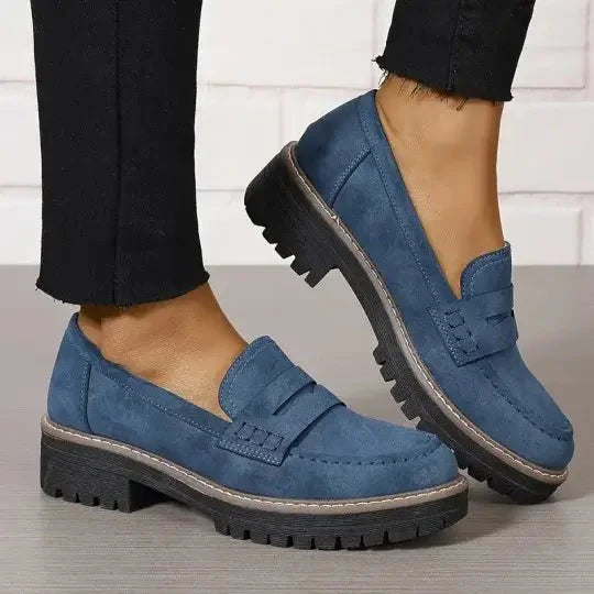 Women's Chunky Sole Penny Loafers Slip-On Shoes 3