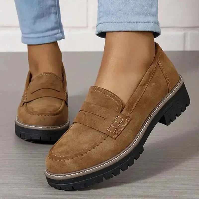Women's Chunky Sole Penny Loafers Slip-On Shoes 4