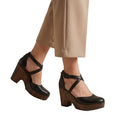 Women's Closed-Toe Platform Wedge Sandals with Wood Base and Ankle Straps 1