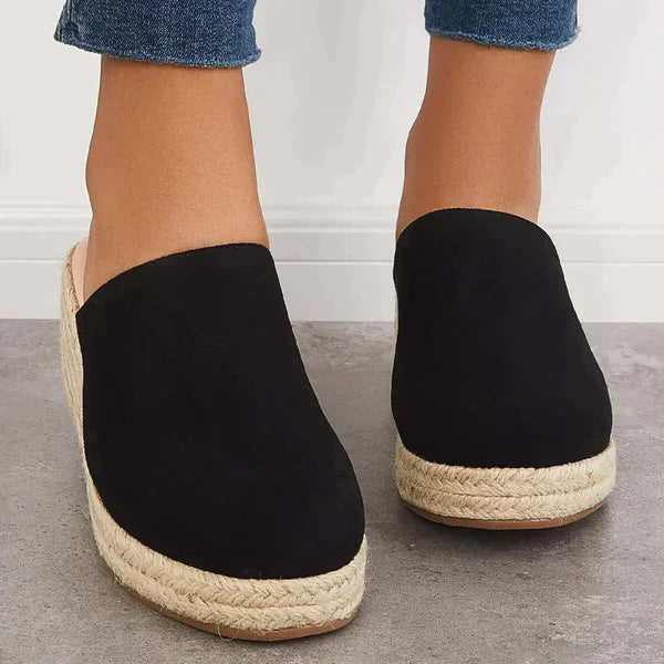Women's Closed Toe Wedge Mules with Woven Sole Detail 2