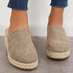 Women's Closed Toe Wedge Mules with Woven Sole Detail 6