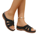Women's Contoured Footbed Slides with Wide Strap and Cut-Out Details 1